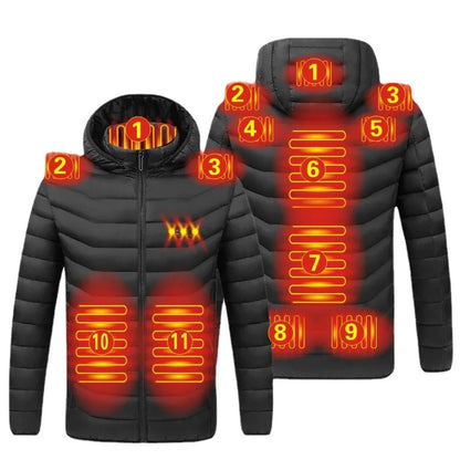Parka homme hiver chaud USB vestes chauffantes Thermostat intelligent couleur Pure à capuche vêtements chauffants mâle bobojaco veste chaude rembourrée