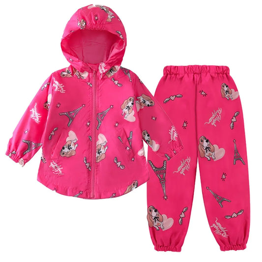 LZH-Ensemble de Vêtements pour Enfant, Imperméable, Veste et Pantalon, Tenue de dehors pour Bébé Fille, Automne Hiver