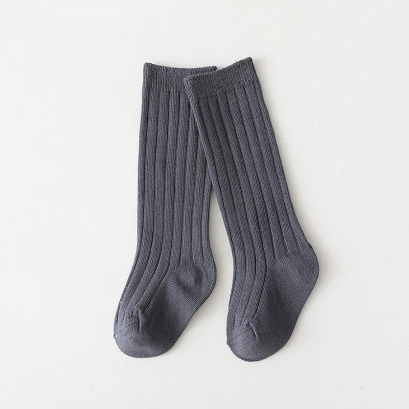 Chaussettes espagnoles pour enfants, chaussettes en coton à rayures pour garçons et filles, respirantes, hautes aux genoux, longues pour bébés, uniforme scolaire, 0-7 ans