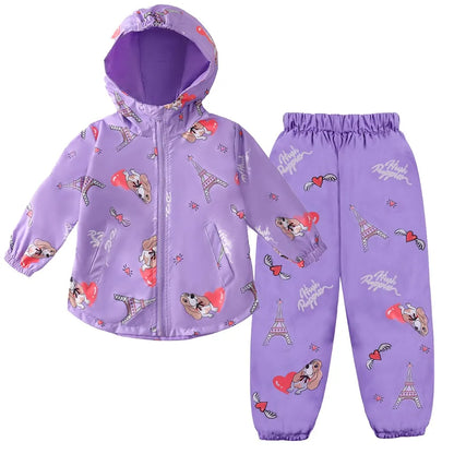 LZH-Ensemble de Vêtements pour Enfant, Imperméable, Veste et Pantalon, Tenue de dehors pour Bébé Fille, Automne Hiver