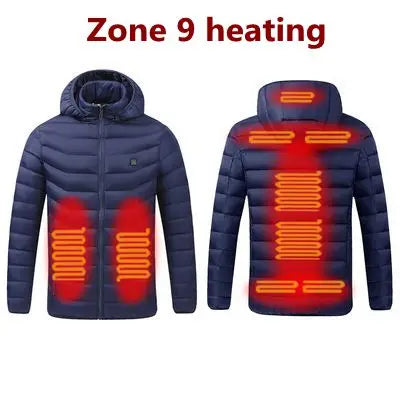 Parka homme hiver chaud USB vestes chauffantes Thermostat intelligent couleur Pure à capuche vêtements chauffants mâle bobojaco veste chaude rembourrée