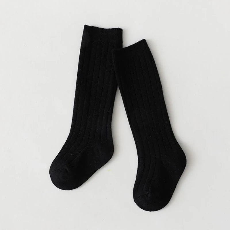 Chaussettes espagnoles pour enfants, chaussettes en coton à rayures pour garçons et filles, respirantes, hautes aux genoux, longues pour bébés, uniforme scolaire, 0-7 ans