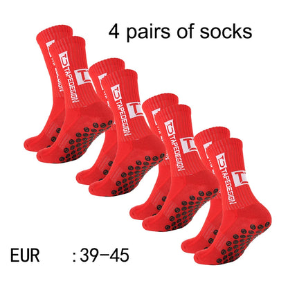 4 paires de nouvelles chaussettes de football collées à tube central TC pour l'entraînement sportif et la compétition, chaussettes antidérapantes et respirantes