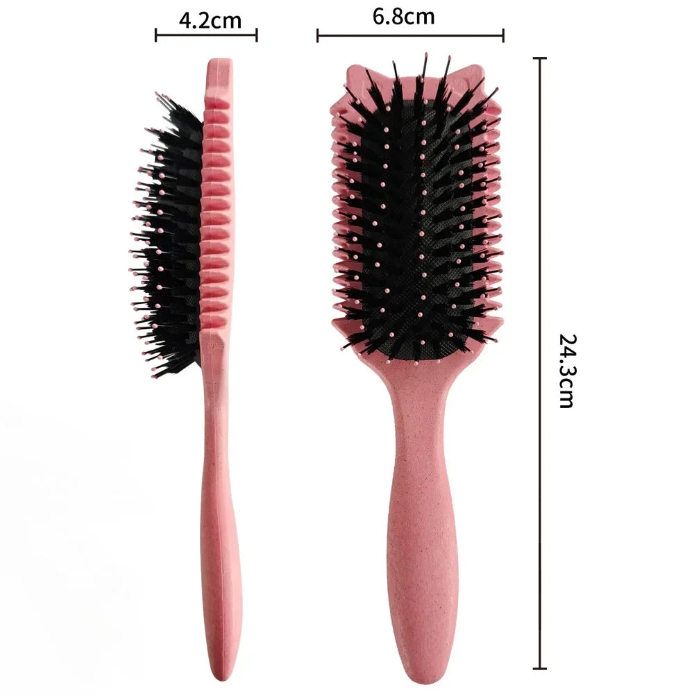 Boar Bristle Curl Defining Brush Detangling & Shaping Styling Tool for Curly Hair Professional Salon Comb for Women & Men