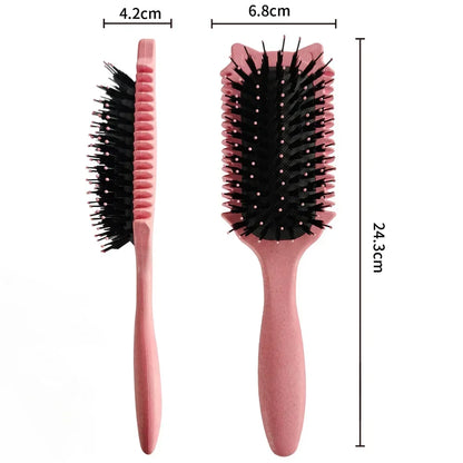 Boar Bristle Curl Defining Brush Detangling & Shaping Styling Tool for Curly Hair Professional Salon Comb for Women & Men