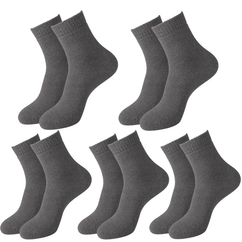 5 paires de chaussettes en laine pour femmes, chaudes, épaisses, confortables, thermiques, couleur unie, chaussettes souples pour dames, chaussettes de travail confortables pour hommes et femmes, randonnée