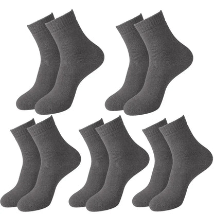 5 paires de chaussettes en laine pour femmes, chaudes, épaisses, confortables, thermiques, couleur unie, chaussettes souples pour dames, chaussettes de travail confortables pour hommes et femmes, randonnée