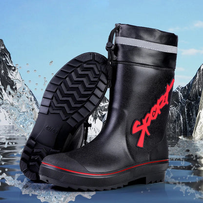 Bottes de pluie pour hommes, Camping, pêche, chantier de Construction, bottes de travail, antidérapantes, imperméables, chaussures d'hiver en caoutchouc chaudes pour l'extérieur