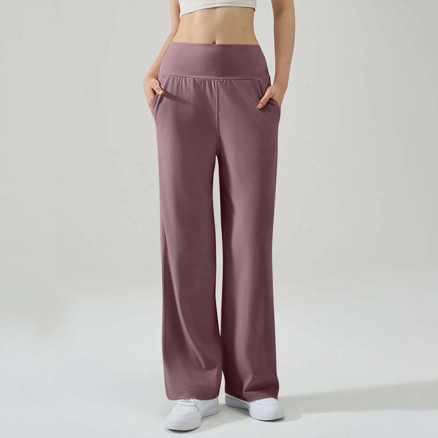 Pantalon de Yoga taille haute Baggy élastique pour femmes, pantalon de sport d'été, Micro évasé, Leggings de danse amples, pantalon de survêtement solide