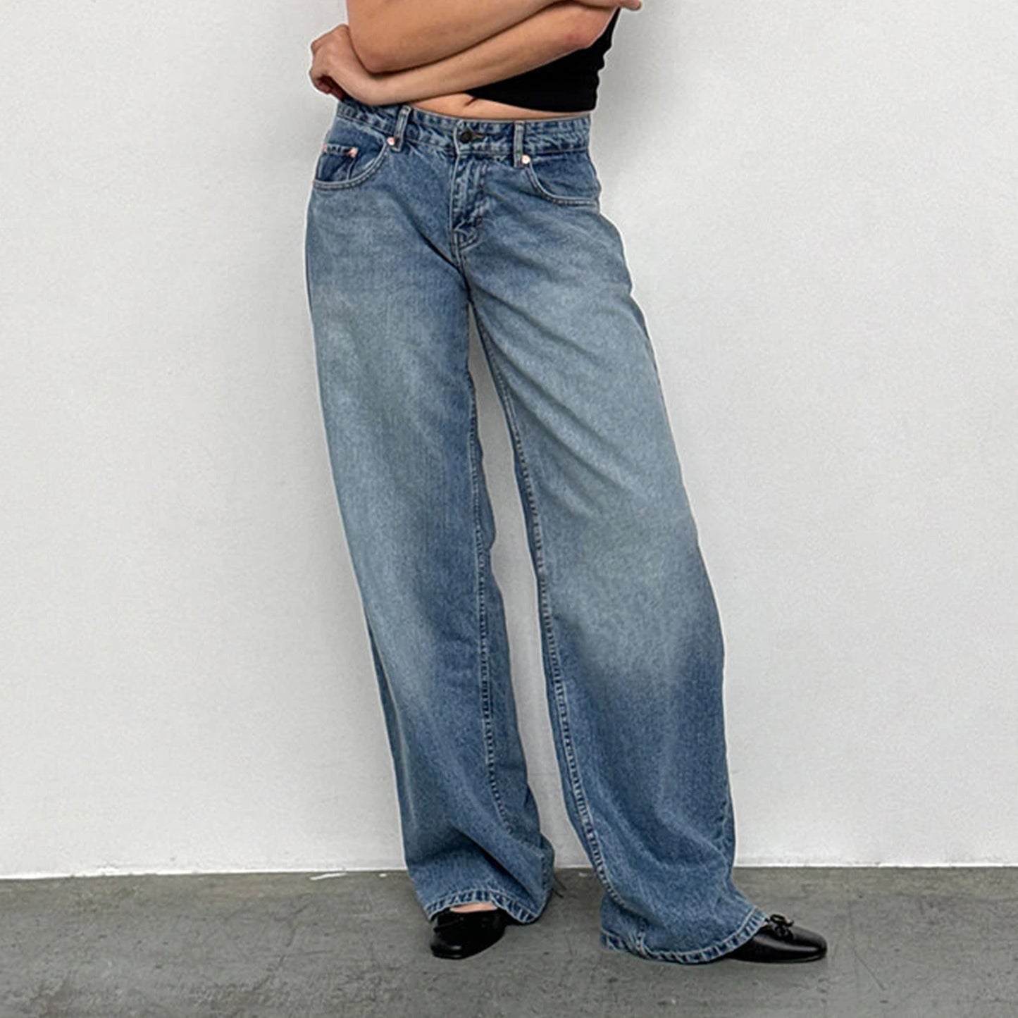 Jean Baggy taille basse Y2k pour femmes, coupe ample, jean droit à jambes larges, tendance, pantalon Long en Denim extensible pour Streetwear quotidien