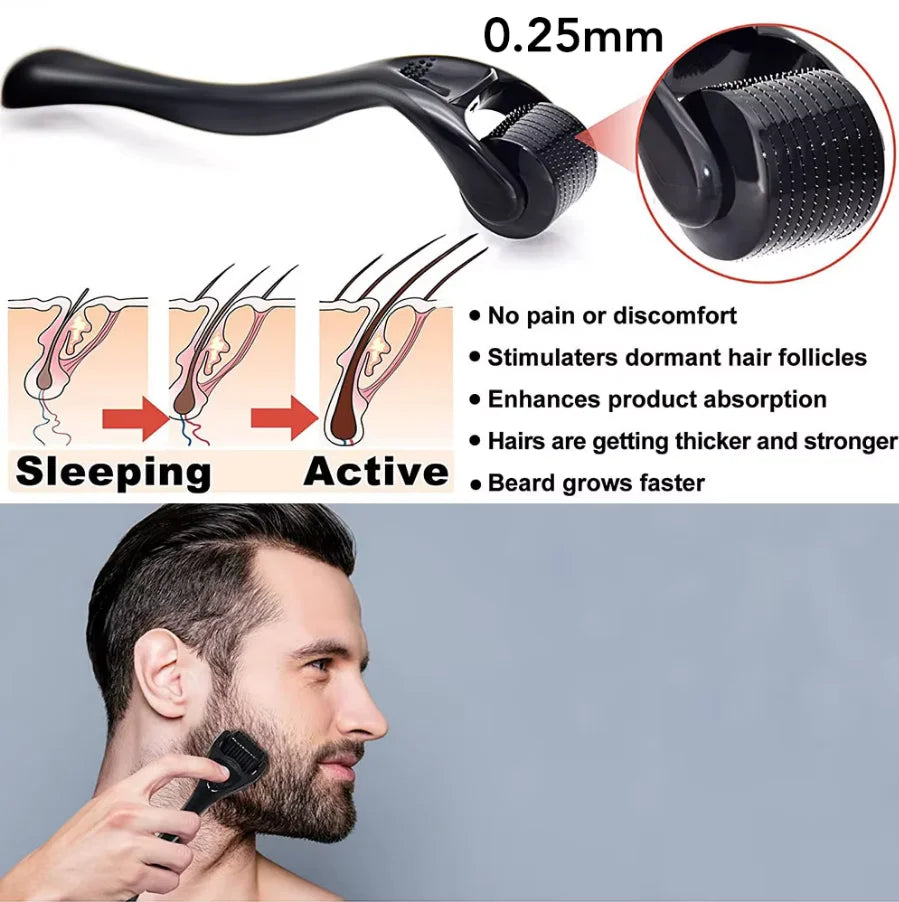 Derma Roller Microneedle Roller for Face and Beard Microneedling Roller for Women Men Micro Needle Roller for Scalp Derma Stamp