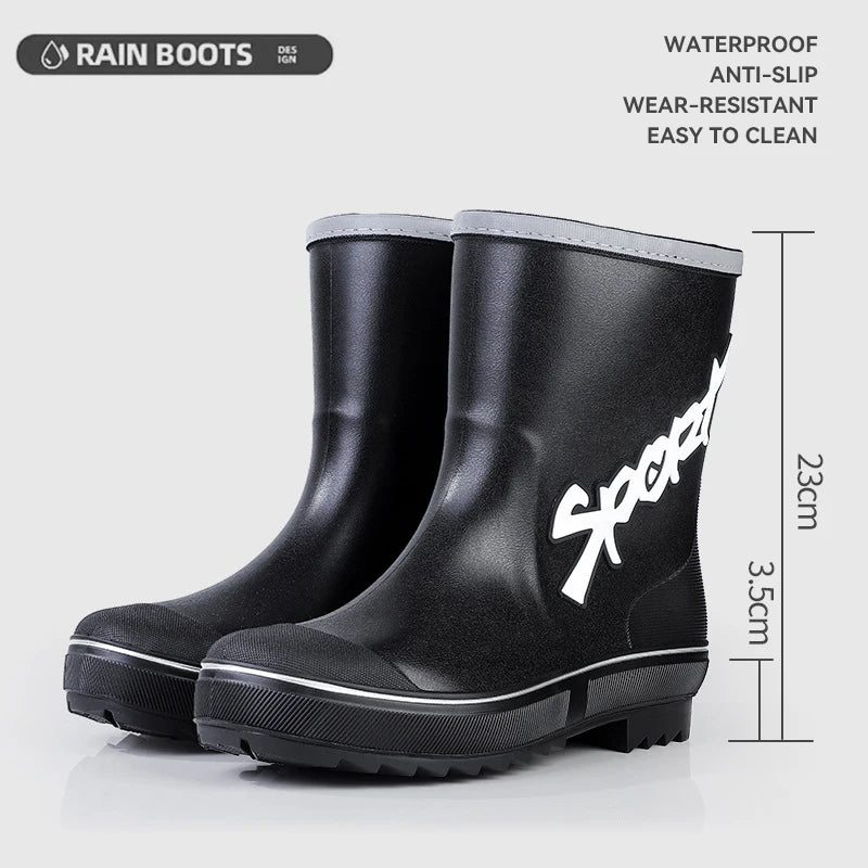 Bottes de pluie pour hommes, Camping, pêche, chantier de Construction, bottes de travail, antidérapantes, imperméables, chaussures d'hiver en caoutchouc chaudes pour l'extérieur