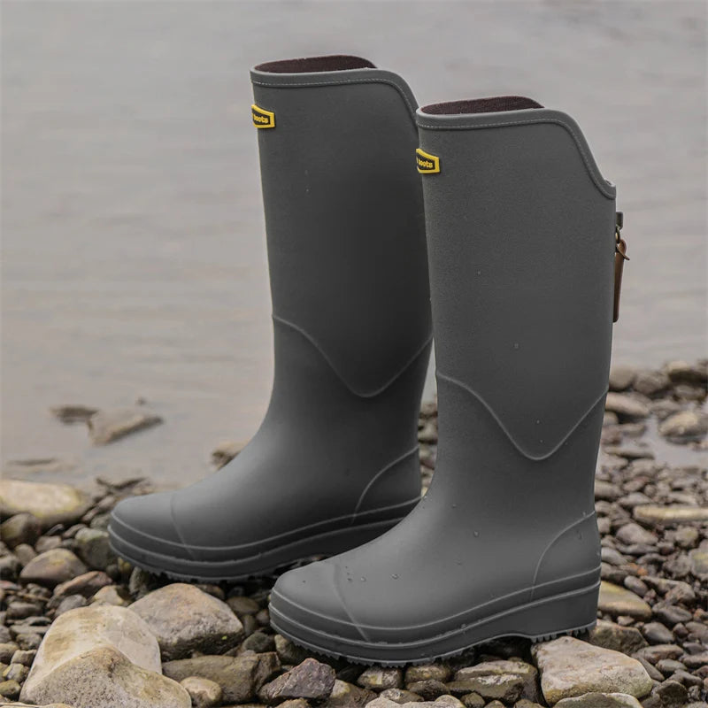 Bottes de pluie pour couple : monocylindre, élégantes pour un usage extérieur, chaussures d'eau à semelles plates, galoches imperméables, bottes longues de camping, C