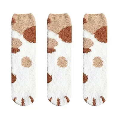 3 paires femmes chat patte rayure 3d chaussettes Kawaii amusant épais filles dessin animé animaux doigts chaussette bonneterie orteil zèbre/tigre/chat pied Sox