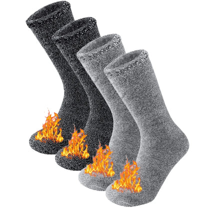 2 paires Pack hiver chaussettes thermiques pour hommes femmes temps froid chaussettes isolées en plein air randonnée ski chaud neige épais chaussettes chauffantes