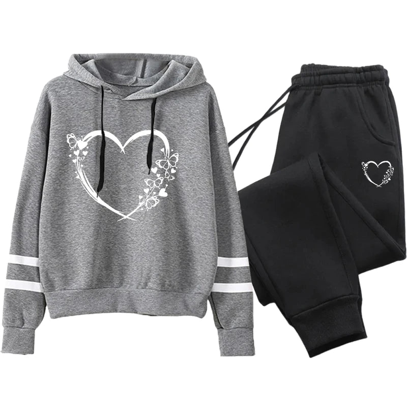 Ensemble deux pièces ample et confortable pour femmes, survêtement à rayures, costume de sport pour femmes, sweat à capuche décontracté, ensembles de Jogging quotidiens, 2025