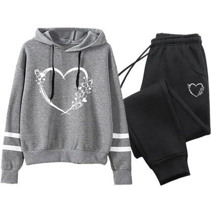 Ensemble deux pièces ample et confortable pour femmes, survêtement à rayures, costume de sport pour femmes, sweat à capuche décontracté, ensembles de Jogging quotidiens, 2025