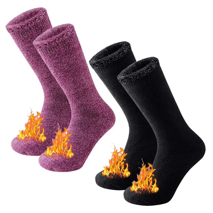 2 paires Pack hiver chaussettes thermiques pour hommes femmes temps froid chaussettes isolées en plein air randonnée ski chaud neige épais chaussettes chauffantes