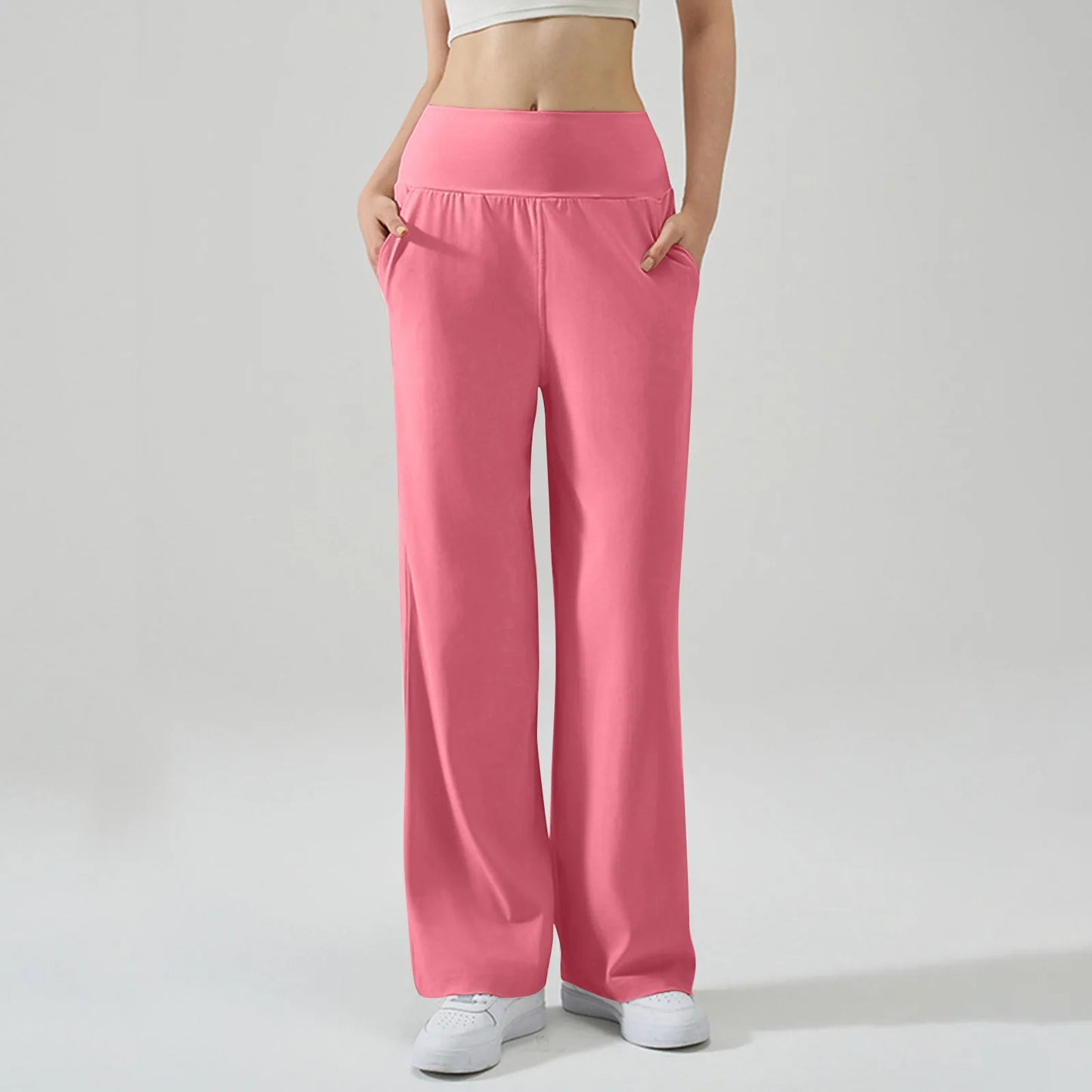 Pantalon de Yoga taille haute Baggy élastique pour femmes, pantalon de sport d'été, Micro évasé, Leggings de danse amples, pantalon de survêtement solide