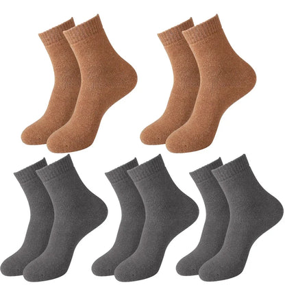 5 paires de chaussettes en laine pour femmes, chaudes, épaisses, confortables, thermiques, couleur unie, chaussettes souples pour dames, chaussettes de travail confortables pour hommes et femmes, randonnée