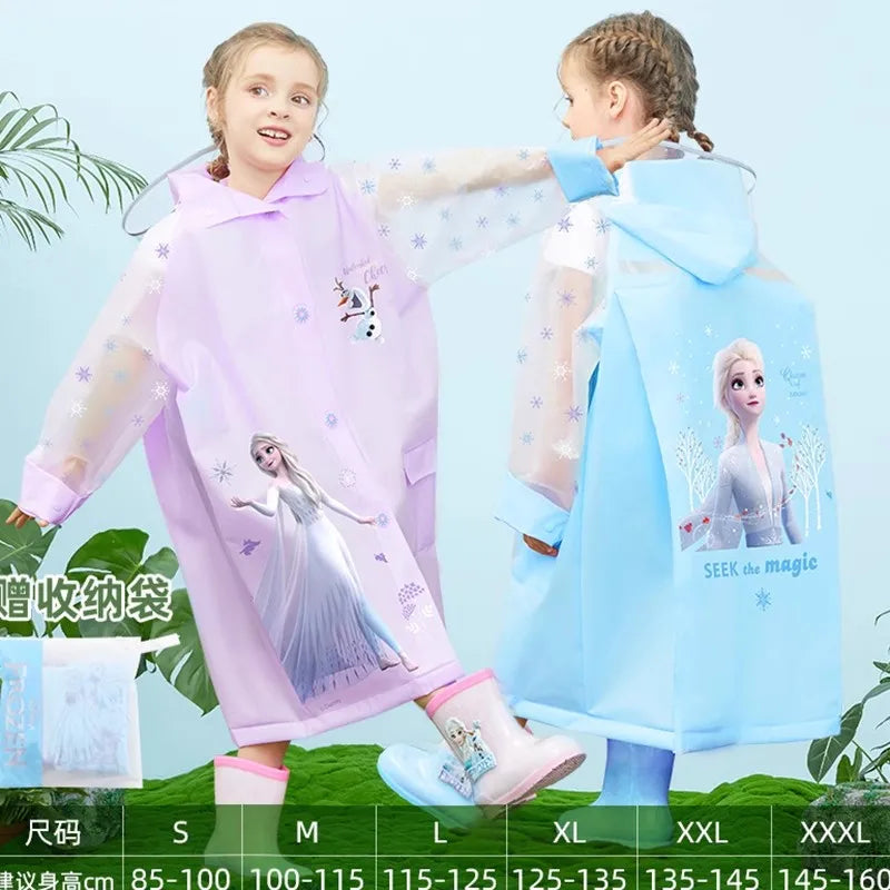 Disney-Poncho de pluie imperméable pour enfants, Elsa Spider-Man, manteau de pluie pour enfants, veste avec position de sac à dos, vêtements de pluie pour étudiants
