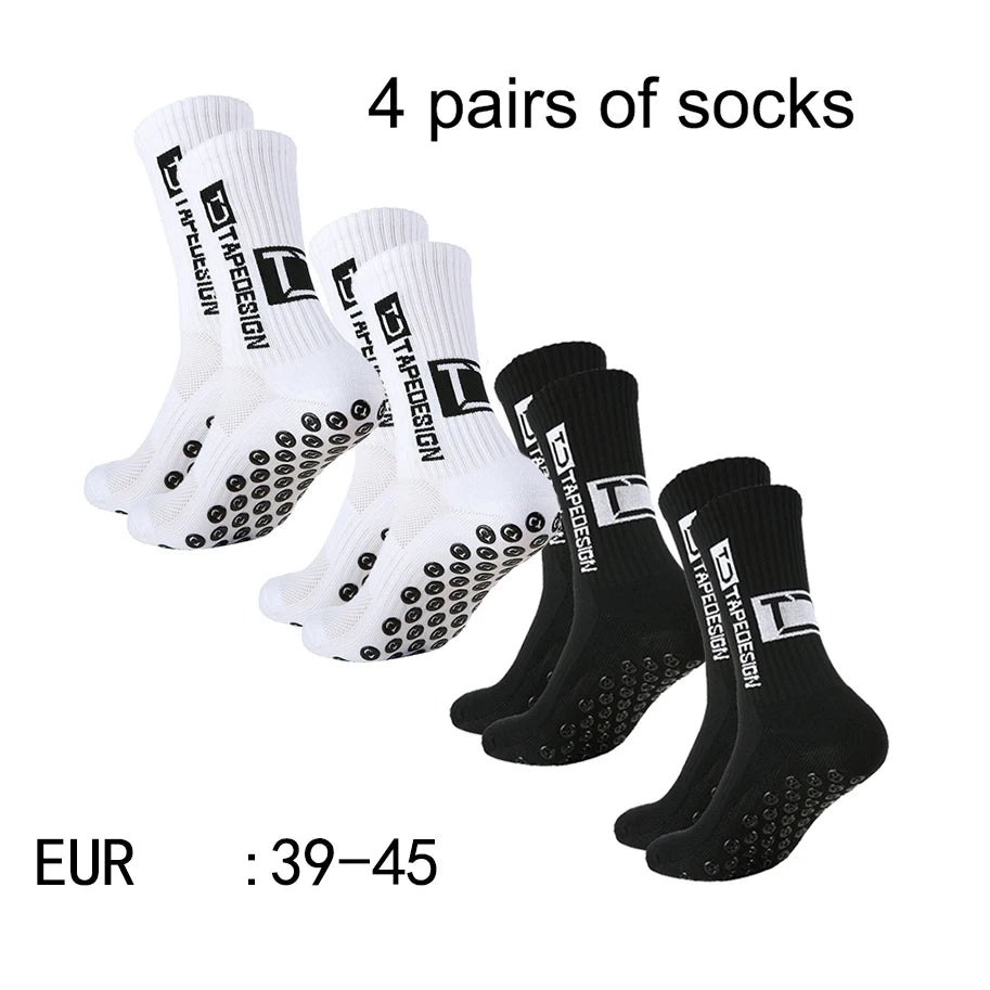 4 paires de nouvelles chaussettes de football collées à tube central TC pour l'entraînement sportif et la compétition, chaussettes antidérapantes et respirantes