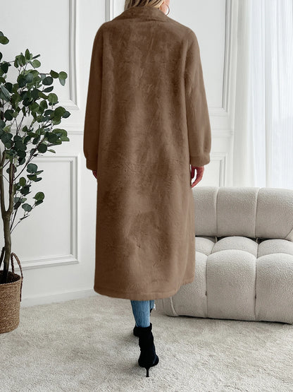 Manteau long en fausse fourrure pour femme, veste ample à double boutonnage, manteau atmosphérique haut de gamme, automne et hiver, nouveau, 24