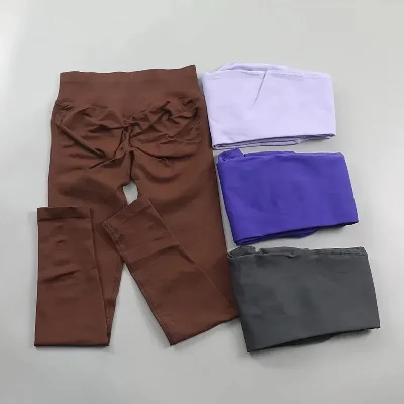 Leggings d'impact avec Logo pour femmes, Legging de Yoga sans couture, froissé, levage des fesses, ceinture basse côtelée, collants de sport, Fitness