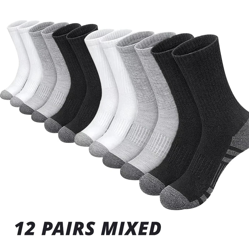 Chaussettes de sport en plein air pour hommes, haute qualité, confortables, douces, coordonnantes au sol, football, grande taille, nouveau style, 6/12 paires
