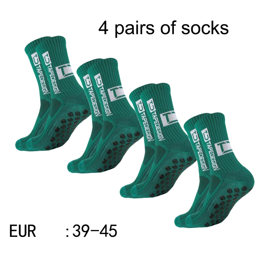 4 paires de nouvelles chaussettes de football collées à tube central TC pour l'entraînement sportif et la compétition, chaussettes antidérapantes et respirantes
