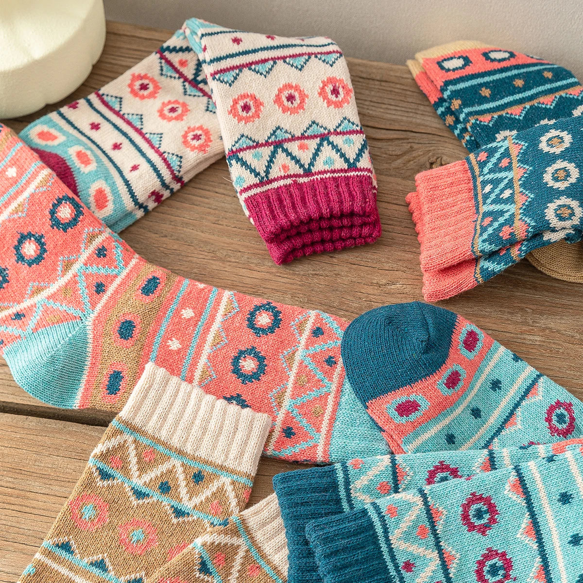 5 paires de chaussettes chaudes épaisses pour hommes et femmes, Style rétro, motif ondulé à pois, modèles de Couple, taille libre, nouvelle collection hiver