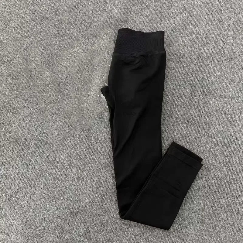 Leggings d'impact avec Logo pour femmes, Legging de Yoga sans couture, froissé, levage des fesses, ceinture basse côtelée, collants de sport, Fitness