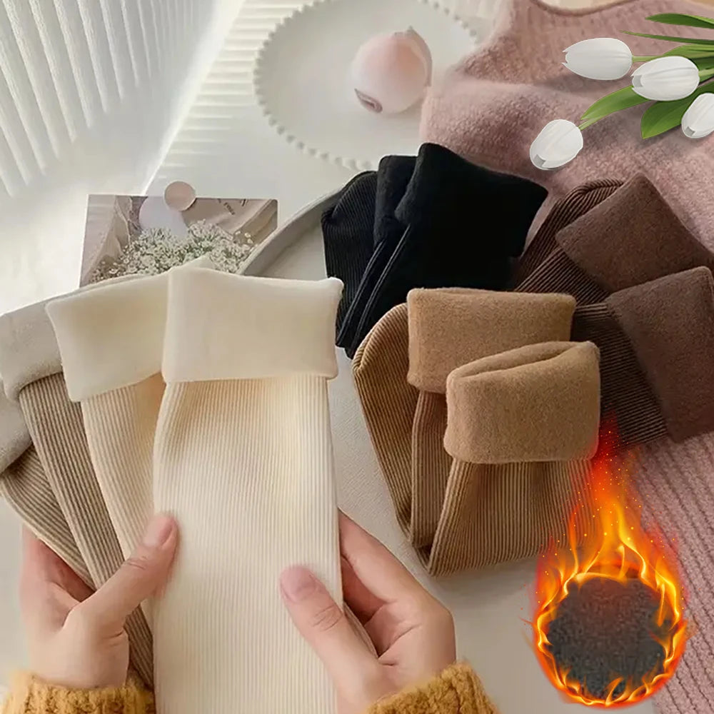 5 paires hiver chaud solide femmes chaussettes épaissir chaussettes thermiques peau noire sans couture neige chaussette unisexe chaussettes