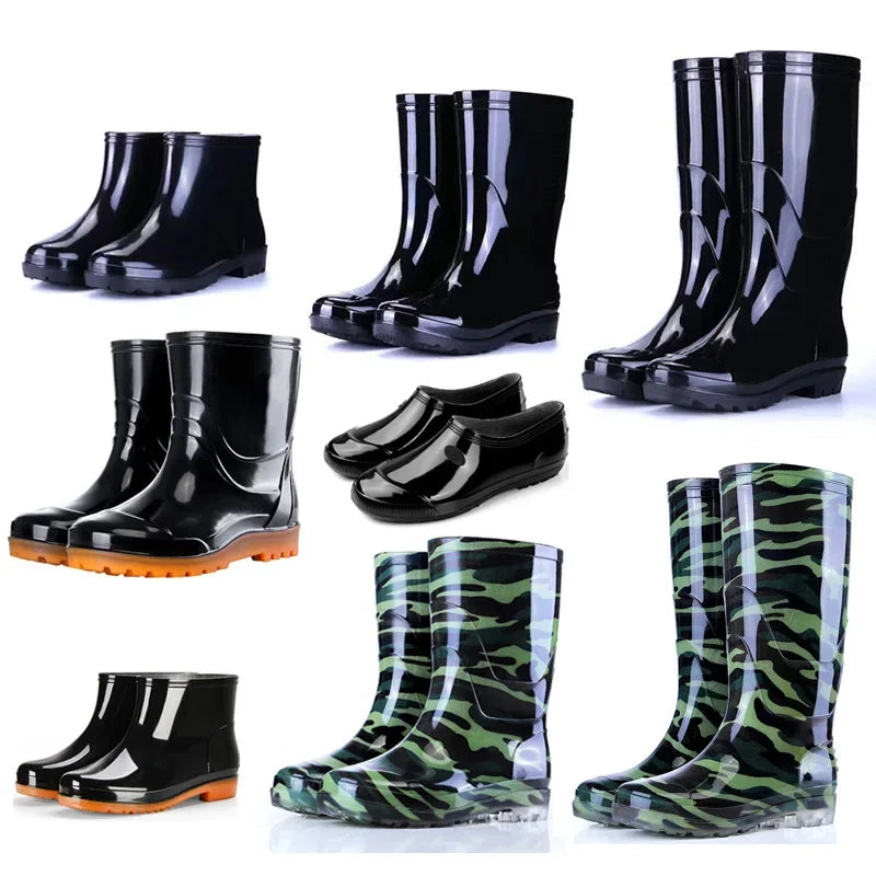 Bottes de pluie de Camouflage à Tube haut pour hommes, résistantes à l'usure, imperméables, fond de Tendon de vache, doublure polaire chaude, chaussures de Style populaire
