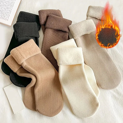 5 paires hiver chaud solide femmes chaussettes épaissir chaussettes thermiques peau noire sans couture neige chaussette unisexe chaussettes