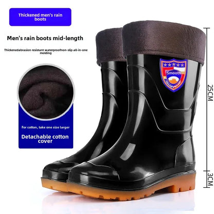 Bottes de pluie de Camouflage à Tube haut pour hommes, résistantes à l'usure, imperméables, fond de Tendon de vache, doublure polaire chaude, chaussures de Style populaire
