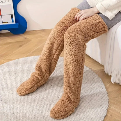 Jambes froides chaussettes chaudes ours en peluche sol mi-mollet genouillères chaud haut hiver chaud hommes et femmes Halloween