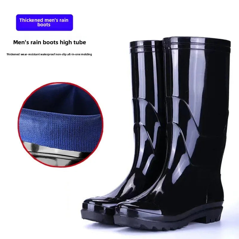 Bottes de pluie de Camouflage à Tube haut pour hommes, résistantes à l'usure, imperméables, fond de Tendon de vache, doublure polaire chaude, chaussures de Style populaire