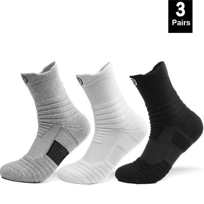 1/3 paires/lot chaussettes pour hommes bas de Compression respirant basket-ball sport cyclisme course serviette chaussettes haute élastique Tube chaussettes