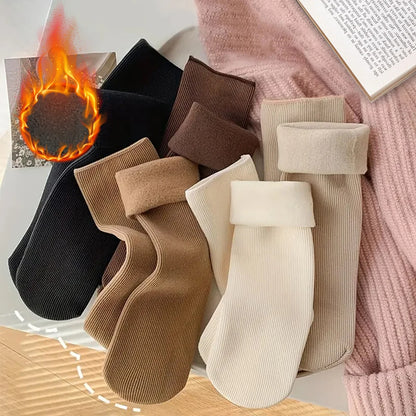 5 paires hiver chaud solide femmes chaussettes épaissir chaussettes thermiques peau noire sans couture neige chaussette unisexe chaussettes