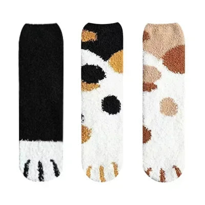 3 paires femmes chat patte rayure 3d chaussettes Kawaii amusant épais filles dessin animé animaux doigts chaussette bonneterie orteil zèbre/tigre/chat pied Sox
