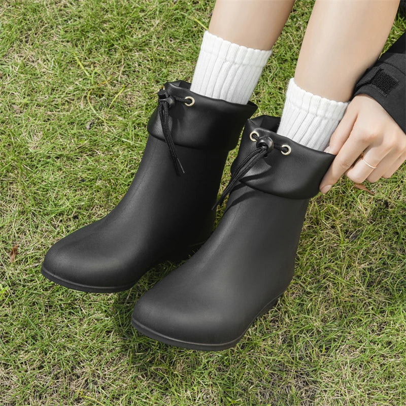Chaussures de pluie pour femmes, nouvelles bottes de pluie, chaussures de pluie imperméables et antidérapantes, chaussures en caoutchouc résistantes à l'usure pour les déplacements, 2024