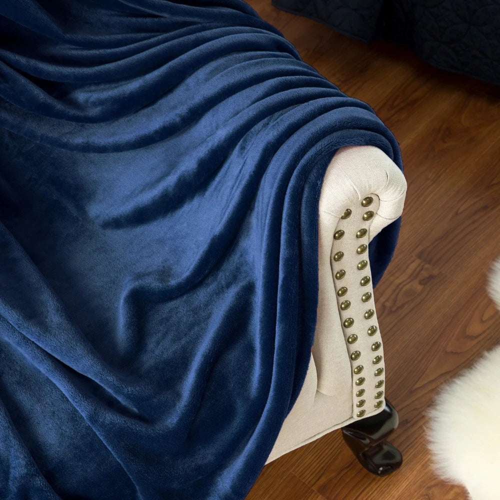 Couverture Plaid en Fausse Fourrure pour Lit, Couvre-Lit Doux et Chaud, Couvre-Lit Fin, Couvre-Canapé, Smile Glutnel, Monochromatique, Bleu, Rose, 230101 Places