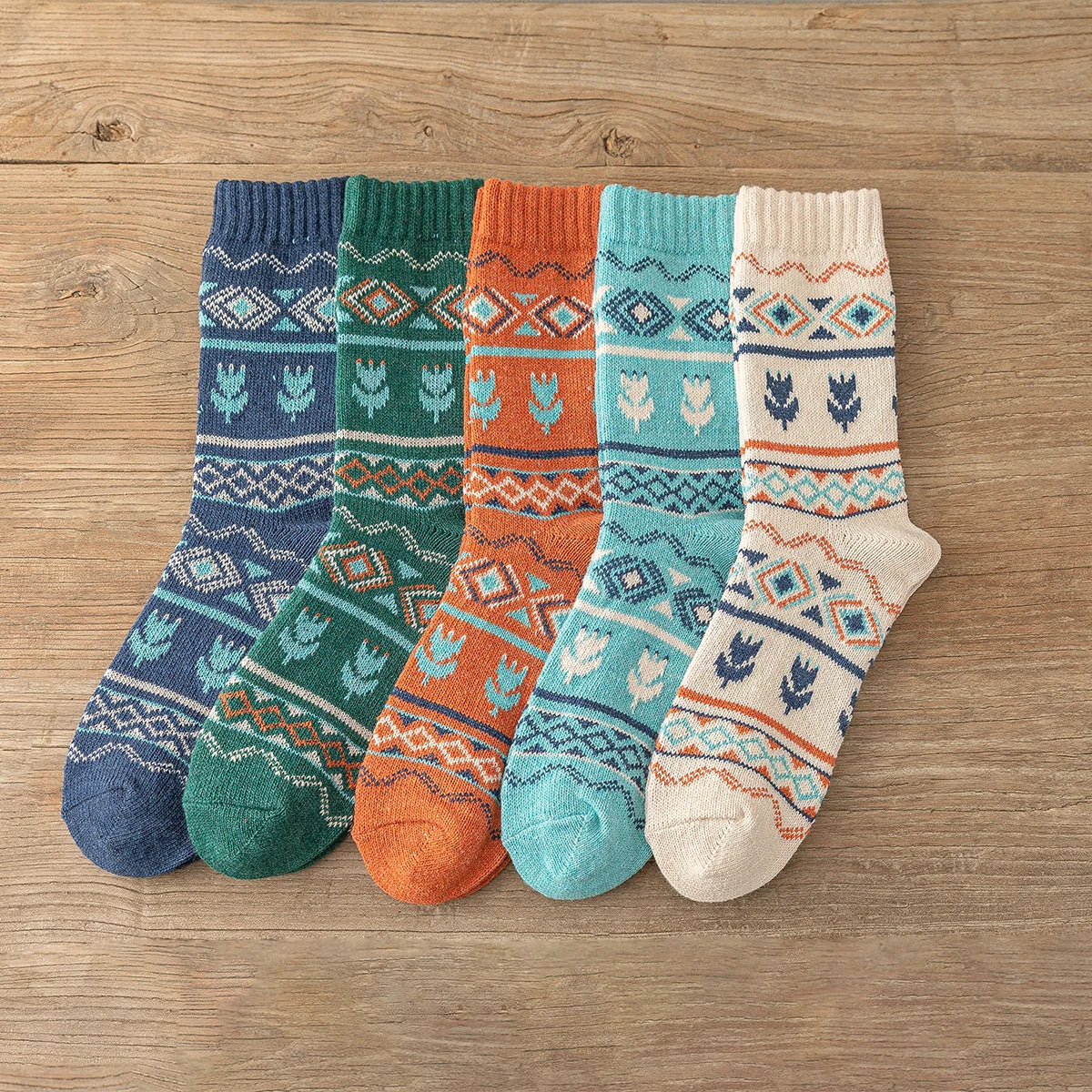 5 paires de chaussettes chaudes épaisses pour hommes et femmes, Style rétro, motif ondulé à pois, modèles de Couple, taille libre, nouvelle collection hiver