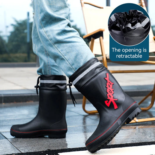 Bottes de pluie pour hommes, Camping, pêche, chantier de Construction, bottes de travail, antidérapantes, imperméables, chaussures d'hiver en caoutchouc chaudes pour l'extérieur