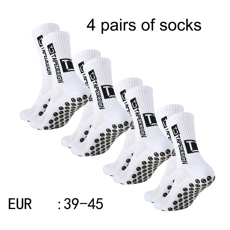 4 paires de nouvelles chaussettes de football collées à tube central TC pour l'entraînement sportif et la compétition, chaussettes antidérapantes et respirantes