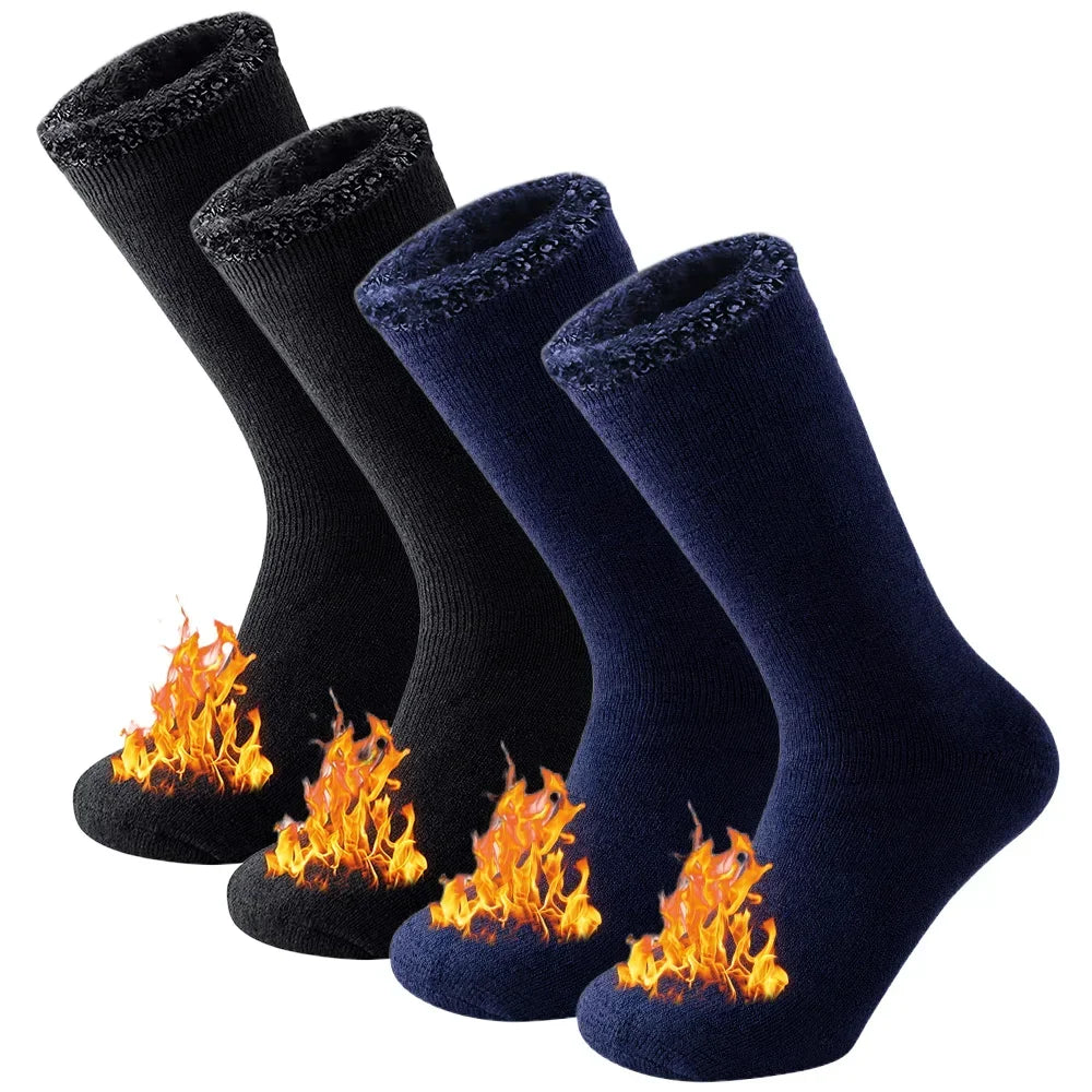 2 paires Pack hiver chaussettes thermiques pour hommes femmes temps froid chaussettes isolées en plein air randonnée ski chaud neige épais chaussettes chauffantes