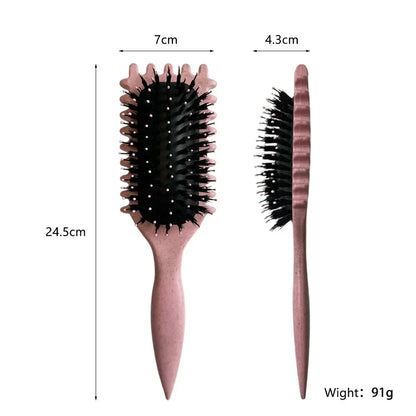 Boar Bristle Curl Defining Brush Detangling & Shaping Styling Tool for Curly Hair Professional Salon Comb for Women & Men