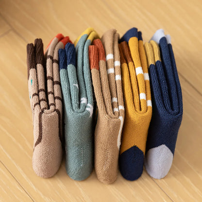 Chaussettes de sol épaisses et chaudes pour enfants, chaussettes à Tube moyen en peluche, chaussettes longues d'hiver pour garçons, chaussures thermiques pour enfants, chaussettes mignonnes de dessin animé pour bébé