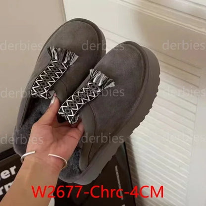 Bottes de neige chaudes à plateforme pour femme, chaussures rehaussantes en peau de mouton à semelles épaisses, en vraie laine de mouton, collection hiver 2025